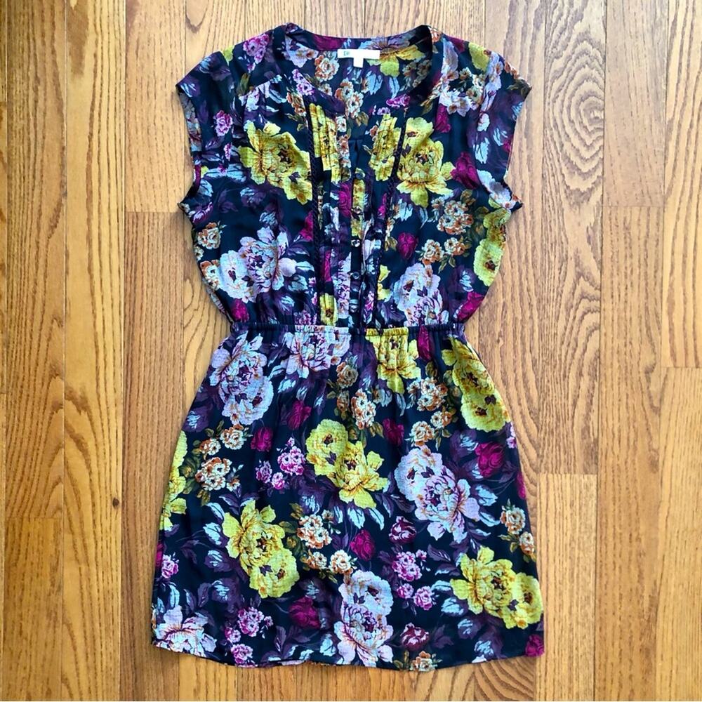 DR2 Floral Casual Belted Elasticized Waist Multi Shirt Dress Women’s Size S